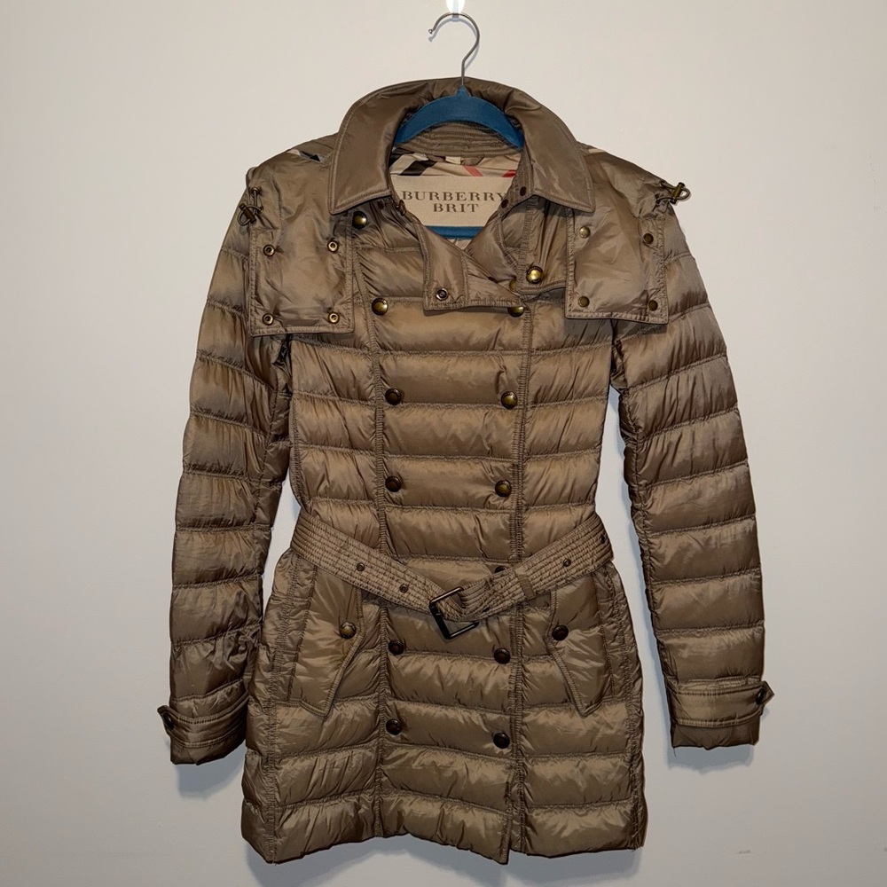 Burberry Goose Down Puffer Jacket Beige Tan